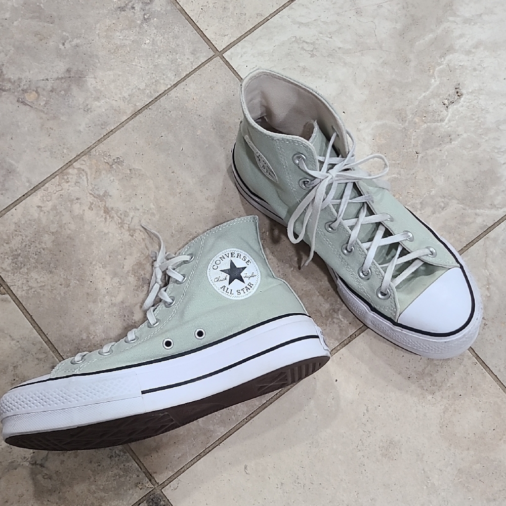 Converse Women's Lace-Up High Top Boots in Light Sage Green
